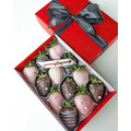 12pcs Black & Pink Chocolate Strawberries Gift Box